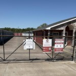 Entry gate to drive-up storage units
